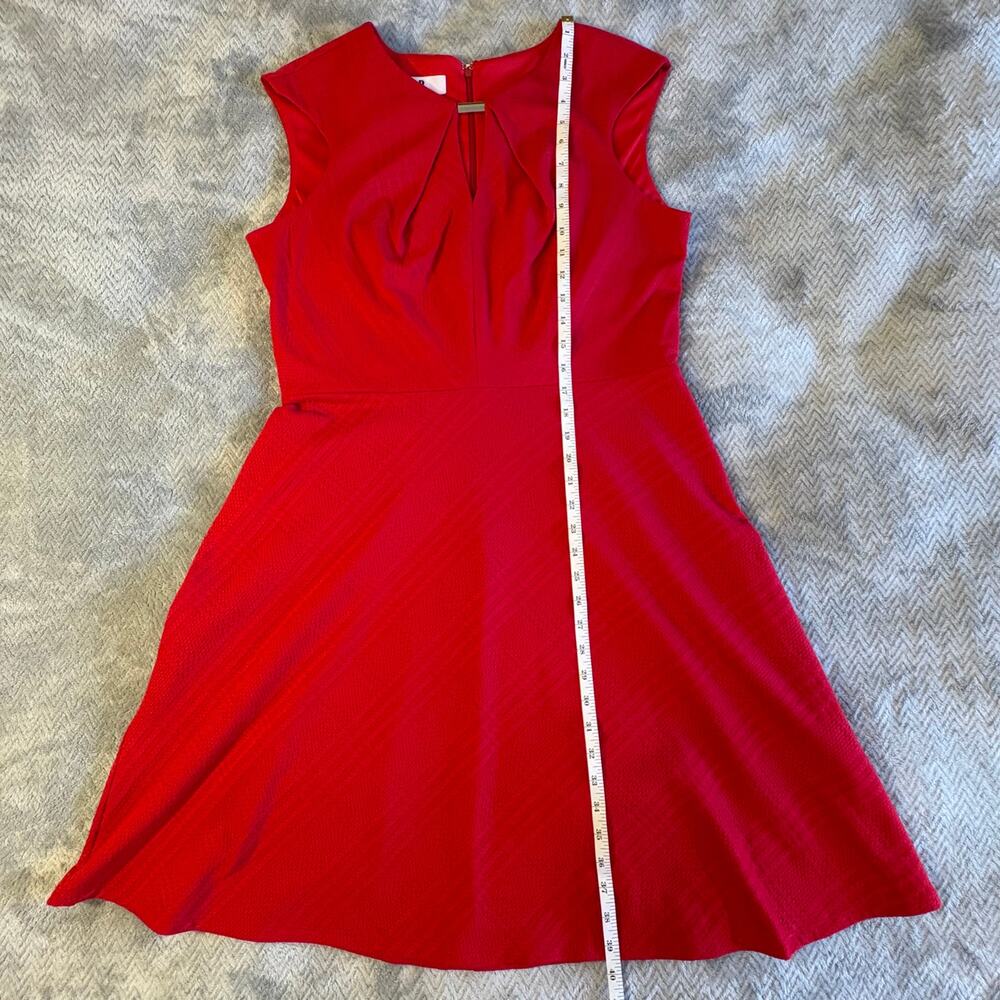 DR Collection Size 14 Textured Sleeveless Classic Red Dress with Keyhole at Bust
